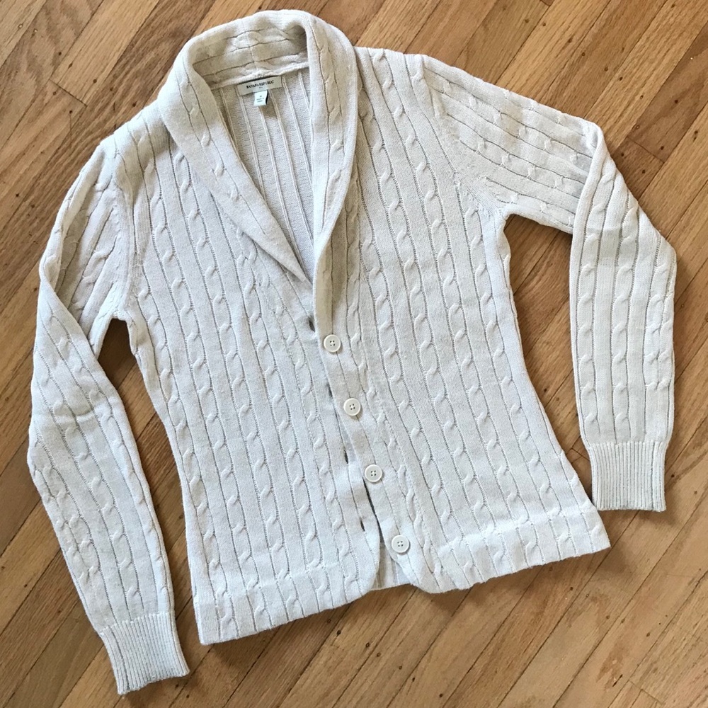 Banana Republic Cable Knit Shawl Sweater